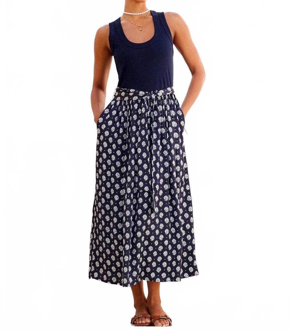 NEW FIFTEEN TWENTY women's contrast belted midi dress in navy